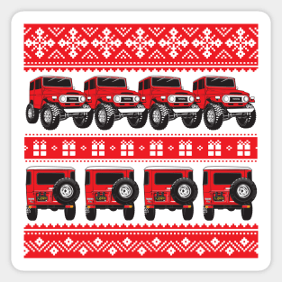 FJ40 Christmas Sweater Red Sticker